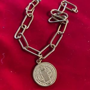18Karat gold filled St Benedict holy father Gold Bracelet